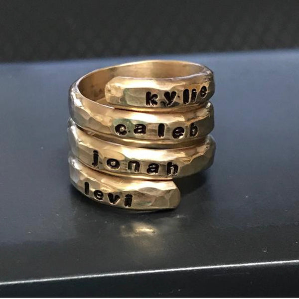 Personalized Mothers Ring 14K Gold Filled Mothers Ring Grandmothers Ring Personalized Wrap Ring Name Ring